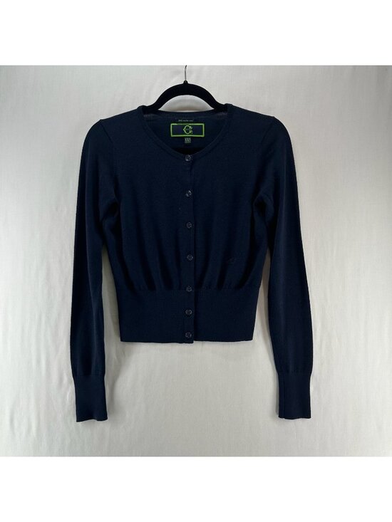 C. Wonder Sweaters - C. Wonder Merino Wool Cardigan Sweater Womens 2XS Button Up V-Neck Cropped Blue